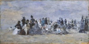 La playa en Trouville, 1875 de Eugene Louis Boudin